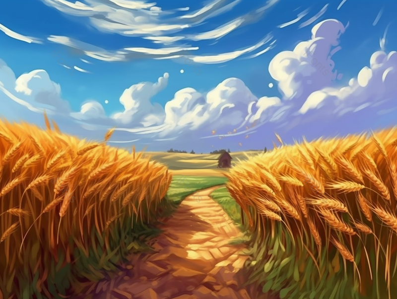 小清新芒种金色麦田插画农作物植物背景,插画/手绘图,插画/手绘图库,插画/手绘图下载,插画/手绘